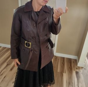 Amazing 70s leather coat with amazing belt